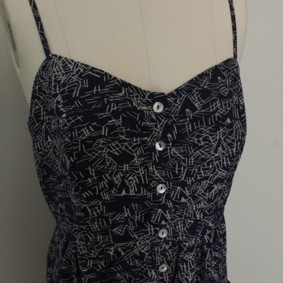 2000's Y2K Jump! Brand Navy and White Button Front Dress - Picture 2 of 5